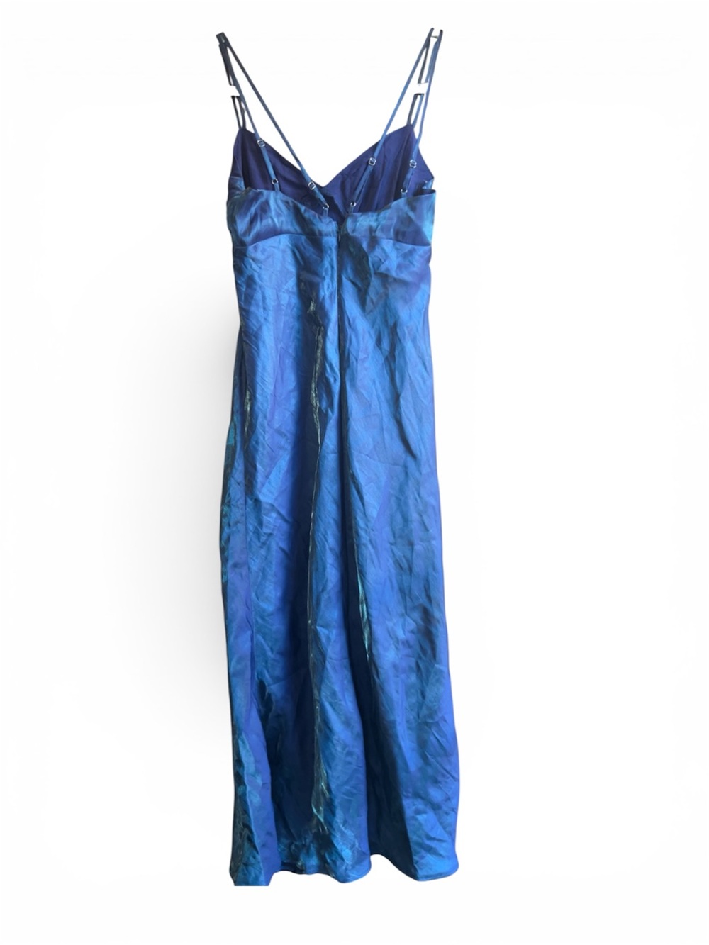 🌸Wild Fable Iridescent Dress XS Satin Slip Midi Blue Y2K 90s Spaghetti Strap NWT - Picture 8 of 12